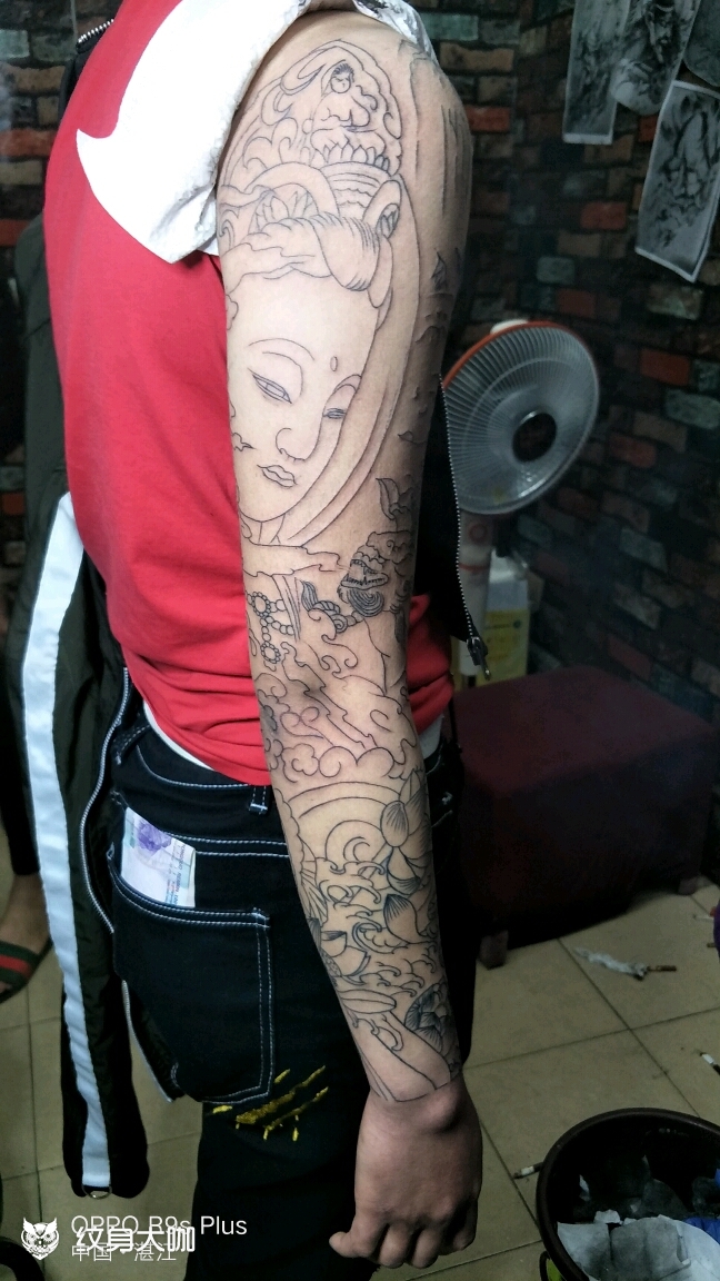 佛花臂_纹身图案手稿图片_小邱的纹身作品集