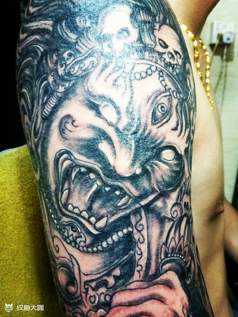 大臂,大黑天_纹身图案手稿图片_陈明的纹身作品集