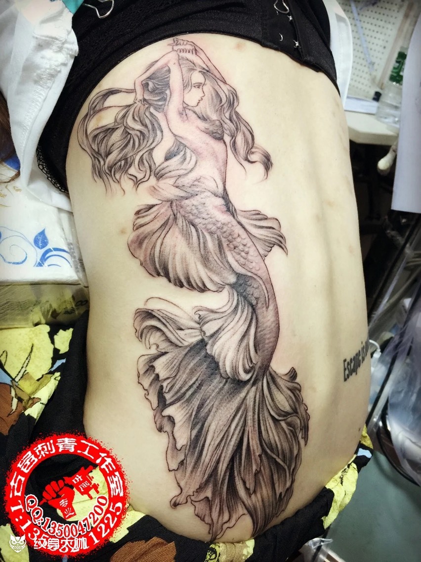 美人鱼_纹身图案手稿图片_古邑,小聪的纹身作品集