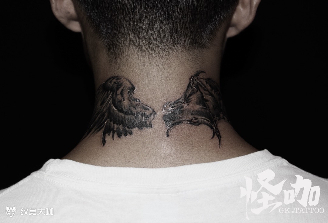 天使与魔鬼_纹身图案手稿图片_大蛙的纹身作品集
