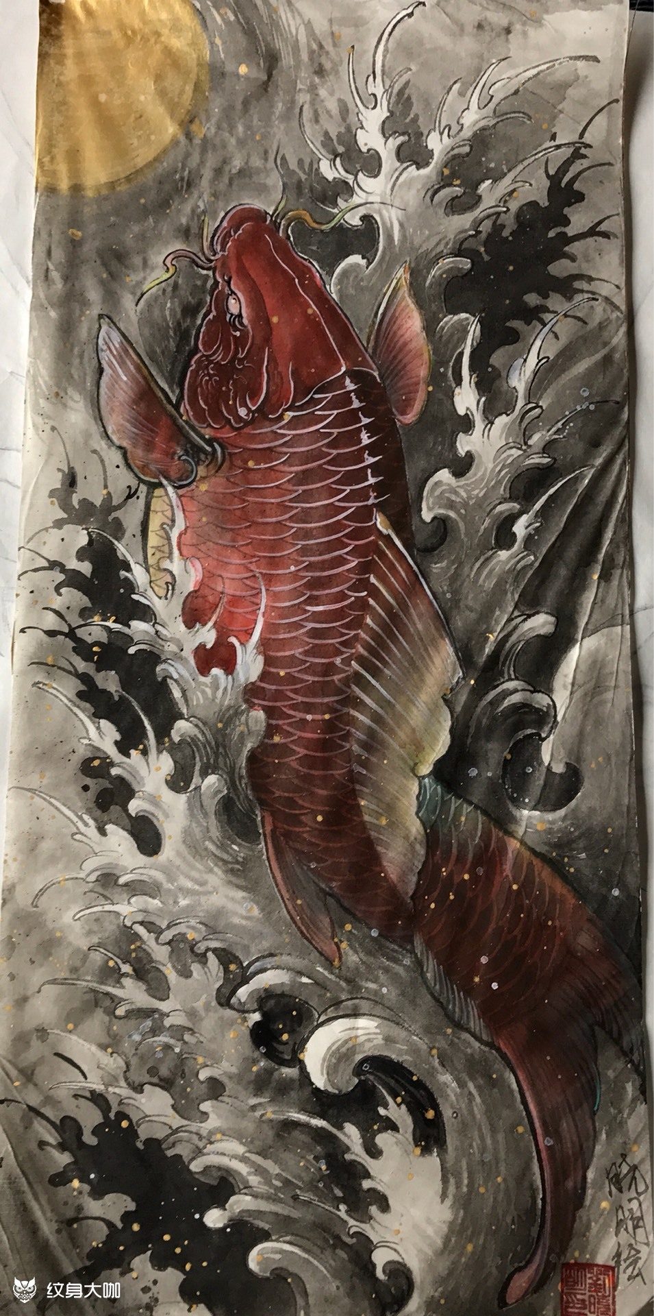 锦鲤_纹身图案手稿图片_小明的纹身作品集