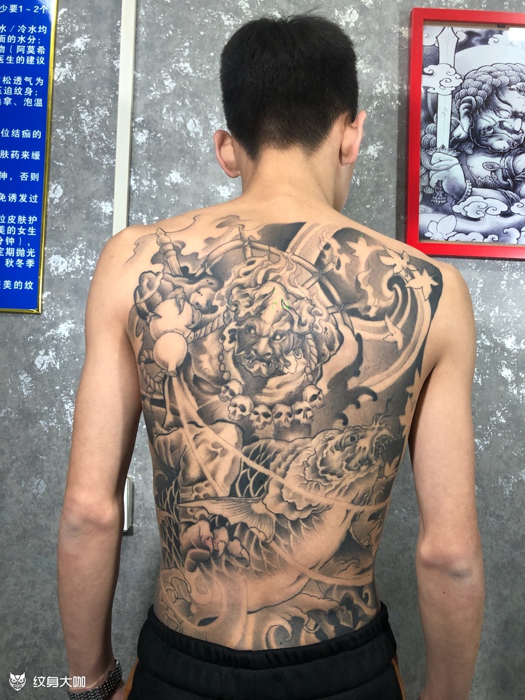 夜叉骑鱼_纹身图案手稿图片_訚翔的纹身作品集