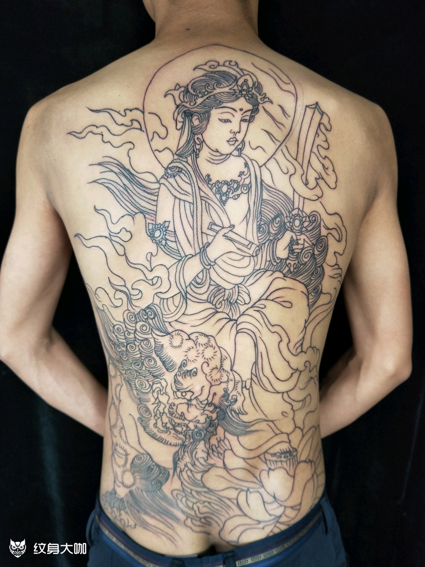 普贤菩萨_纹身图案手稿图片_张凤芫的纹身作品集