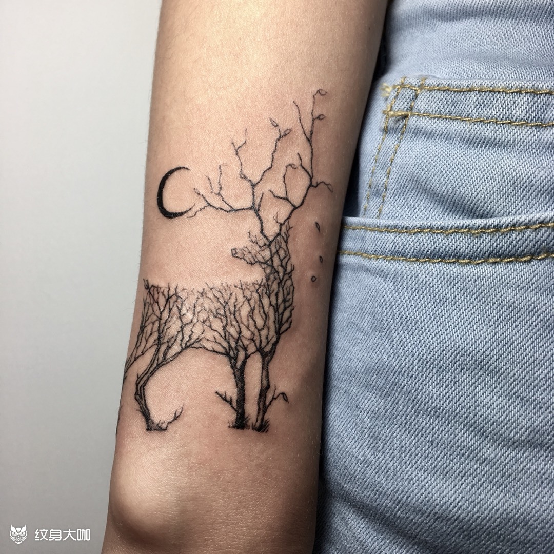 梅花鹿_纹身图案手稿图片_林间新鬼的纹身作品集