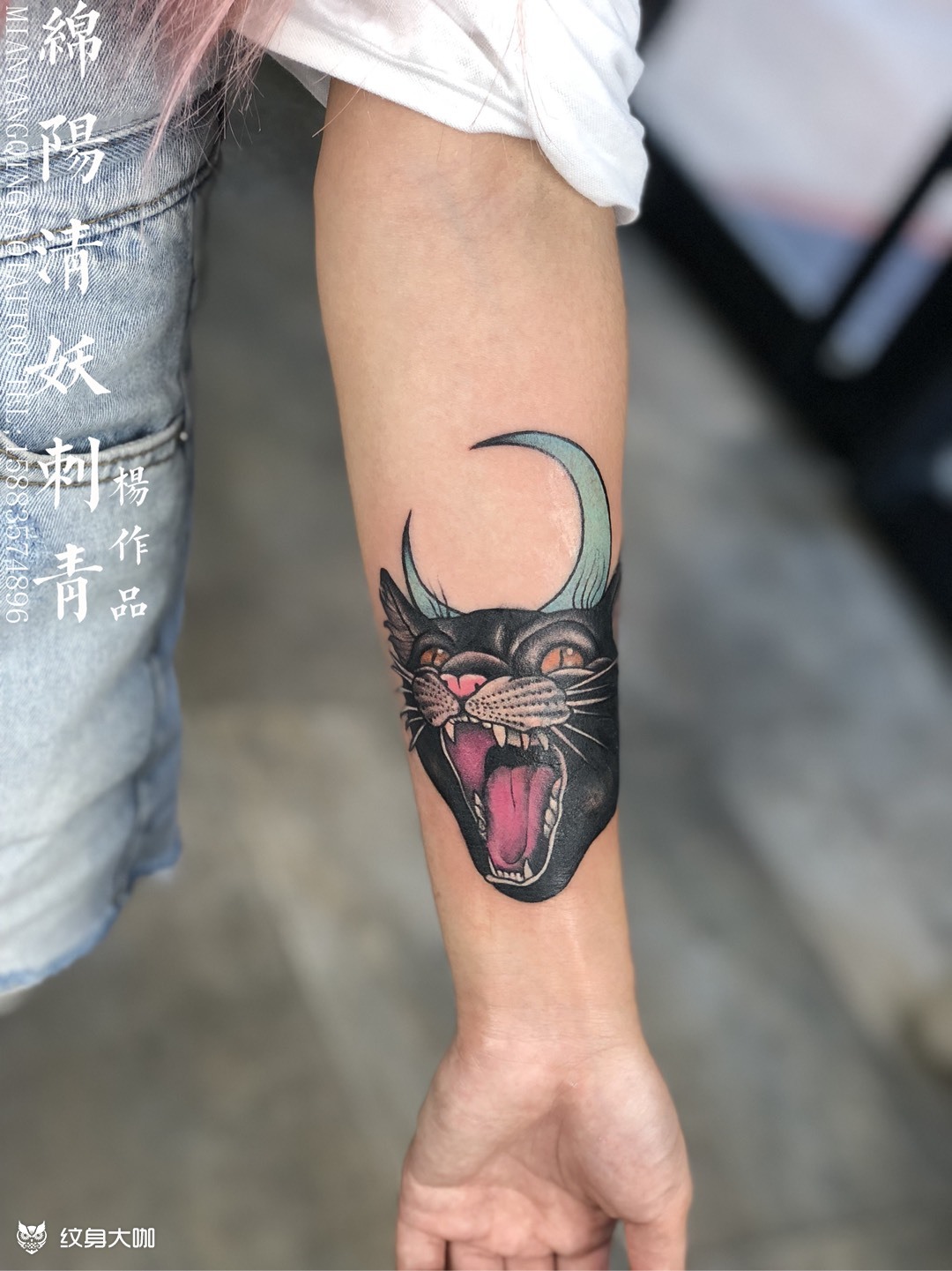 手臂狸猫遮盖纹身 店长-杨作品_纹身图案手稿图片_李中杨的纹身作品集