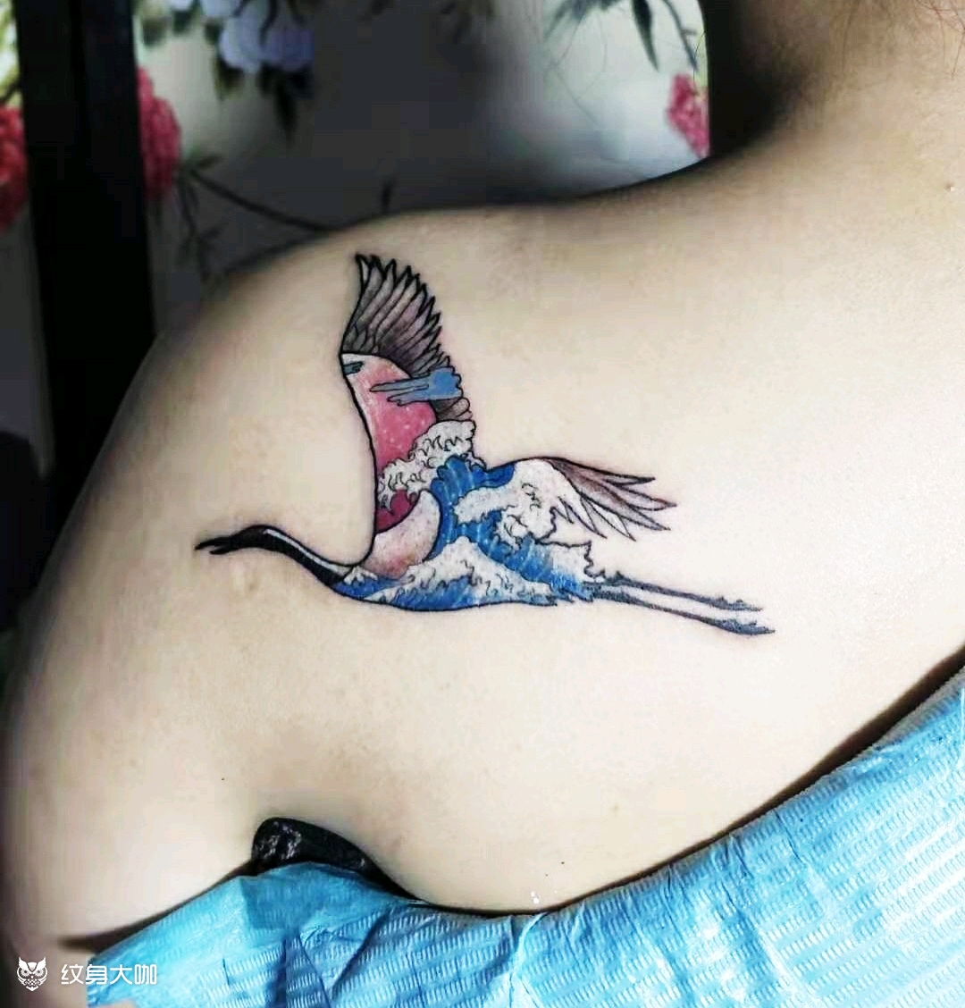新传统鹤_纹身图案手稿图片_张冬的纹身作品集