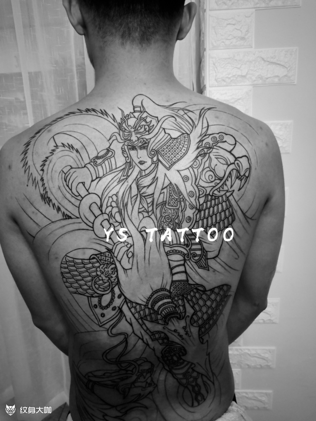 满背赵云线条_纹身图案手稿图片_范莉莎的纹身作品集