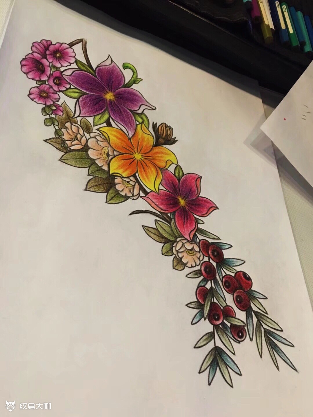 花藤(原创)_纹身图案手稿图片_7tattoo-7的纹身作品集