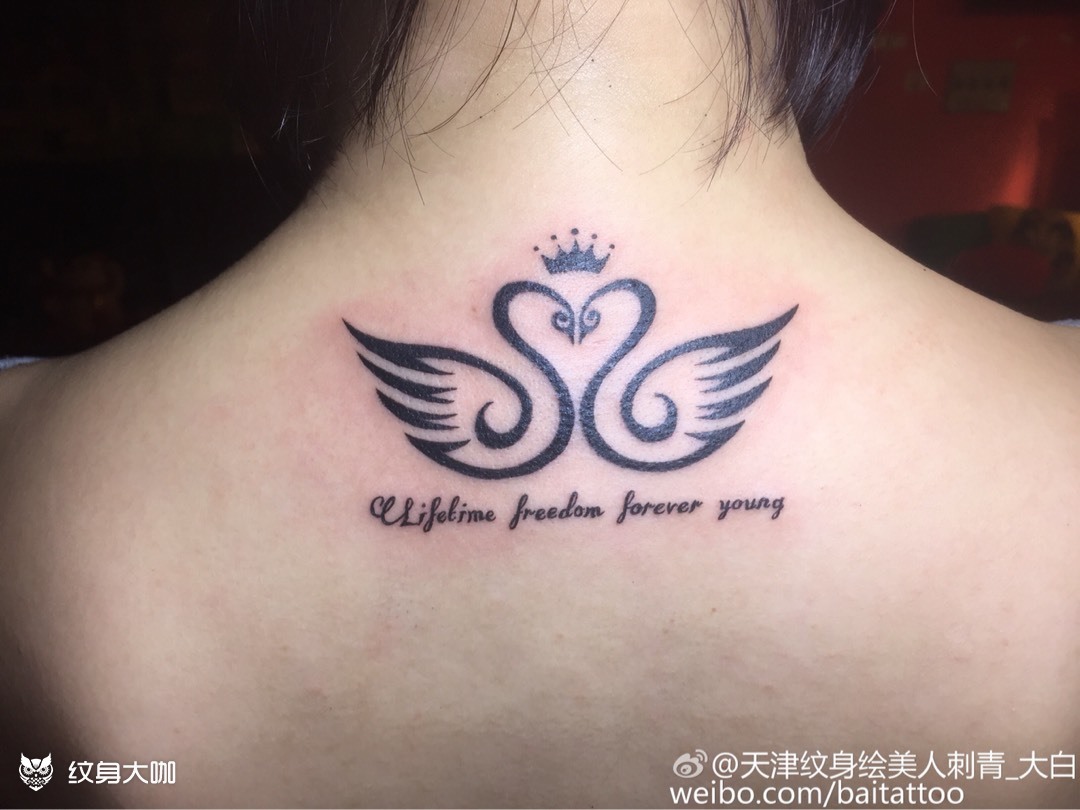 微雕字母 小天鹅._纹身图案手稿图片_白强的纹身作品集