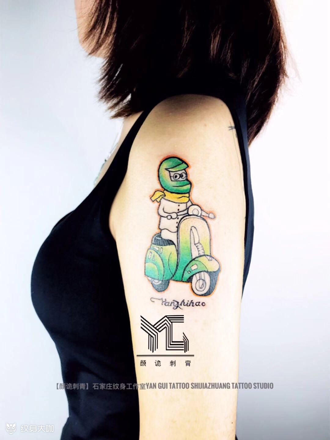 骑摩托的小男孩_纹身图案手稿图片_范晨阳的纹身作品集