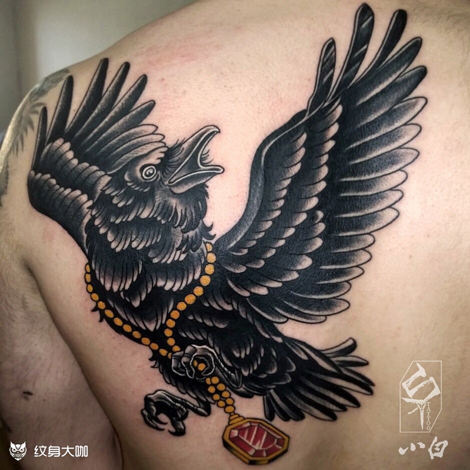 《乌鸦》_纹身图案手稿图片_石一的纹身作品集