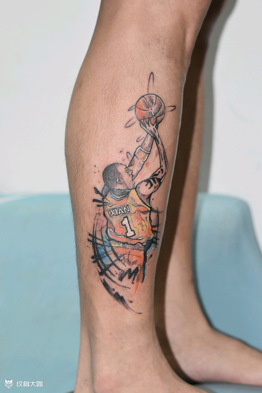 水彩水墨投球手_纹身图案手稿图片_hammer的纹身作品集