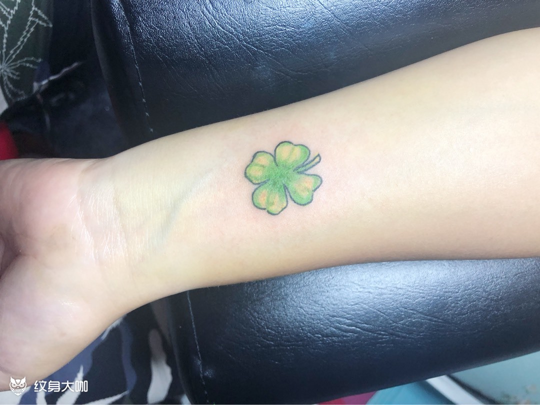 四叶草,羽毛_纹身图案手稿图片_柠檬爹的纹身作品集