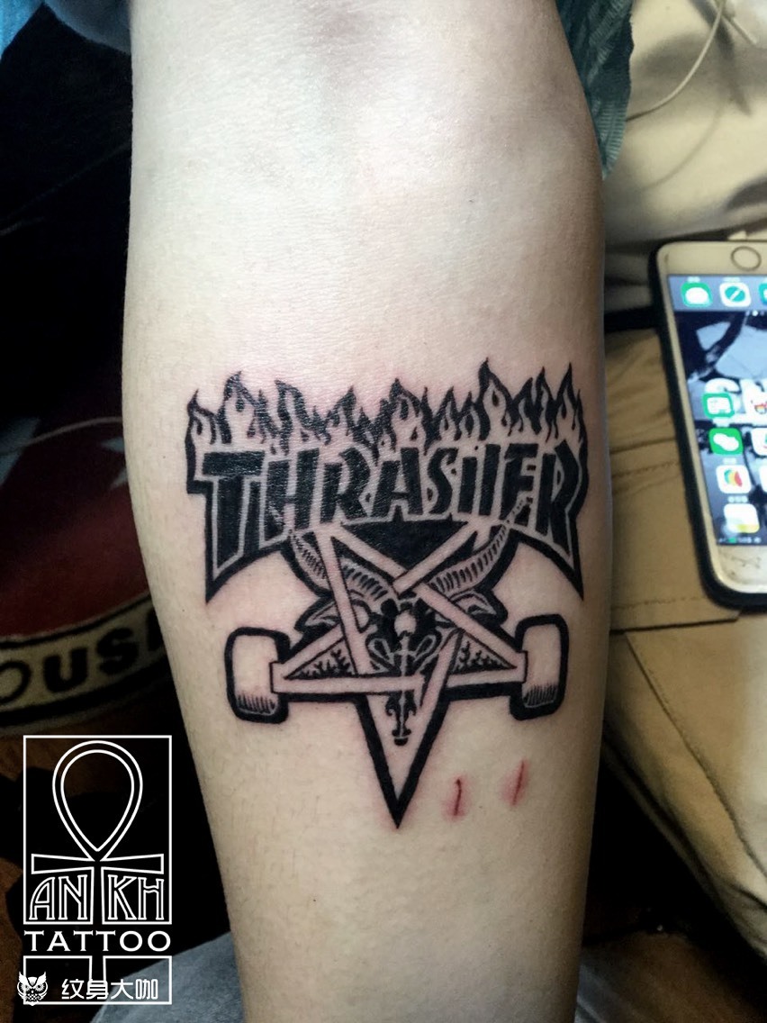 火之thrasher_纹身图案手稿图片_龚伟的纹身作品集