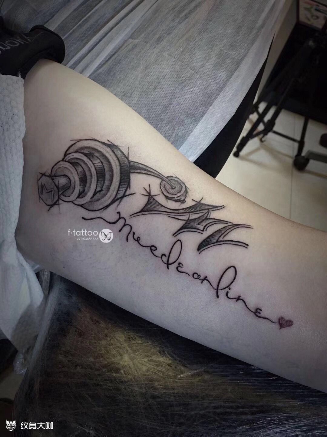 杠铃_纹身图案手稿图片_许有飞的纹身作品集