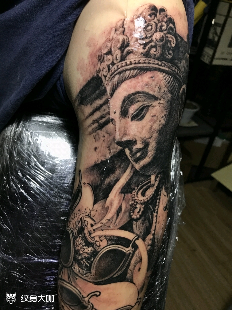 石雕佛_纹身图案手稿图片_臧义年的纹身作品集