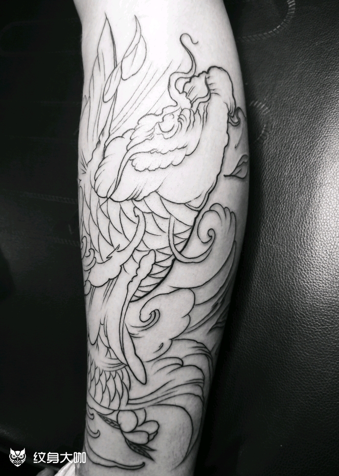 小腿鲤鱼线条_纹身图案手稿图片_张大湿的纹身作品集