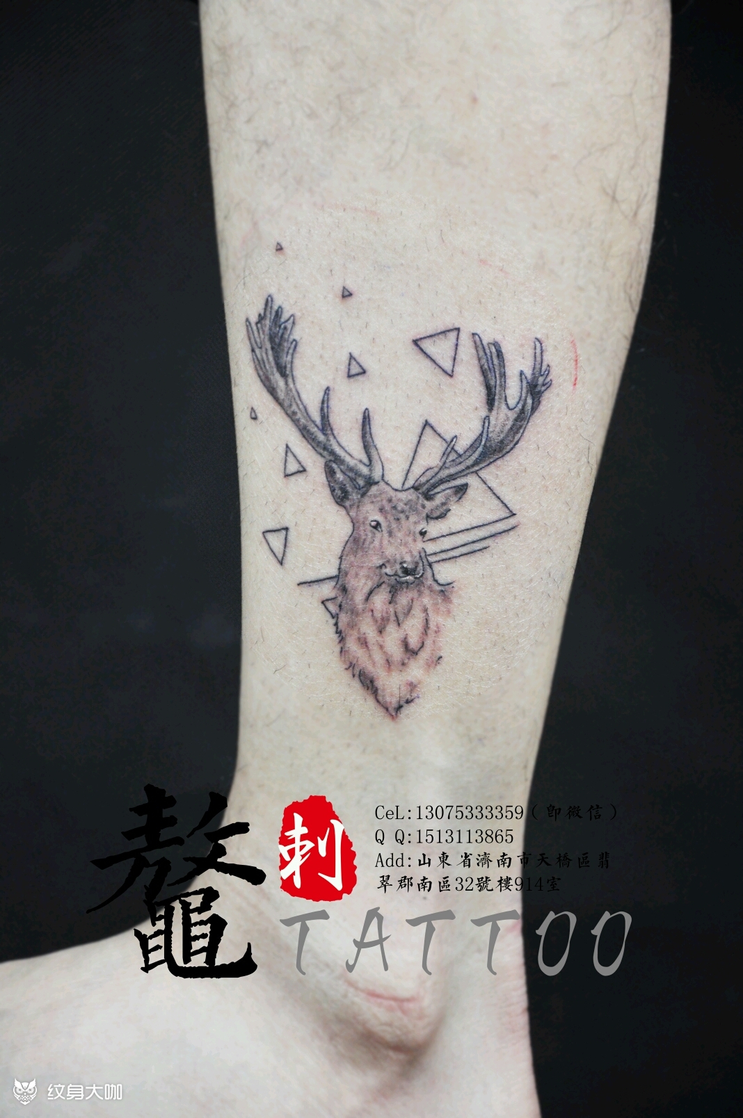 5厘米小麋鹿_纹身图案手稿图片_马小天的纹身作品集