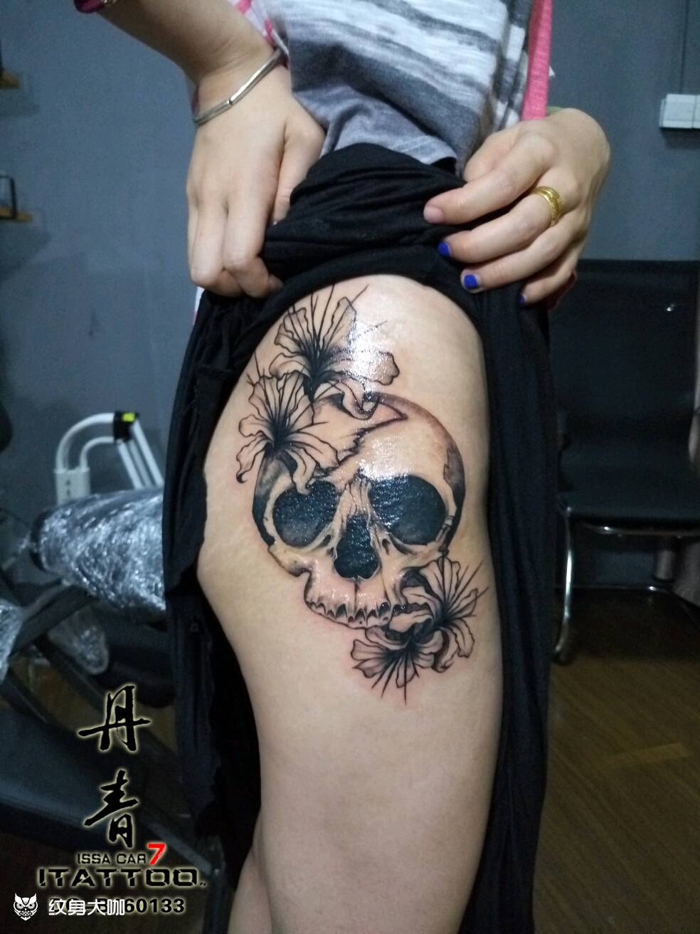 骷髅头彼岸花_纹身图案手稿图片_张宇波的纹身作品集