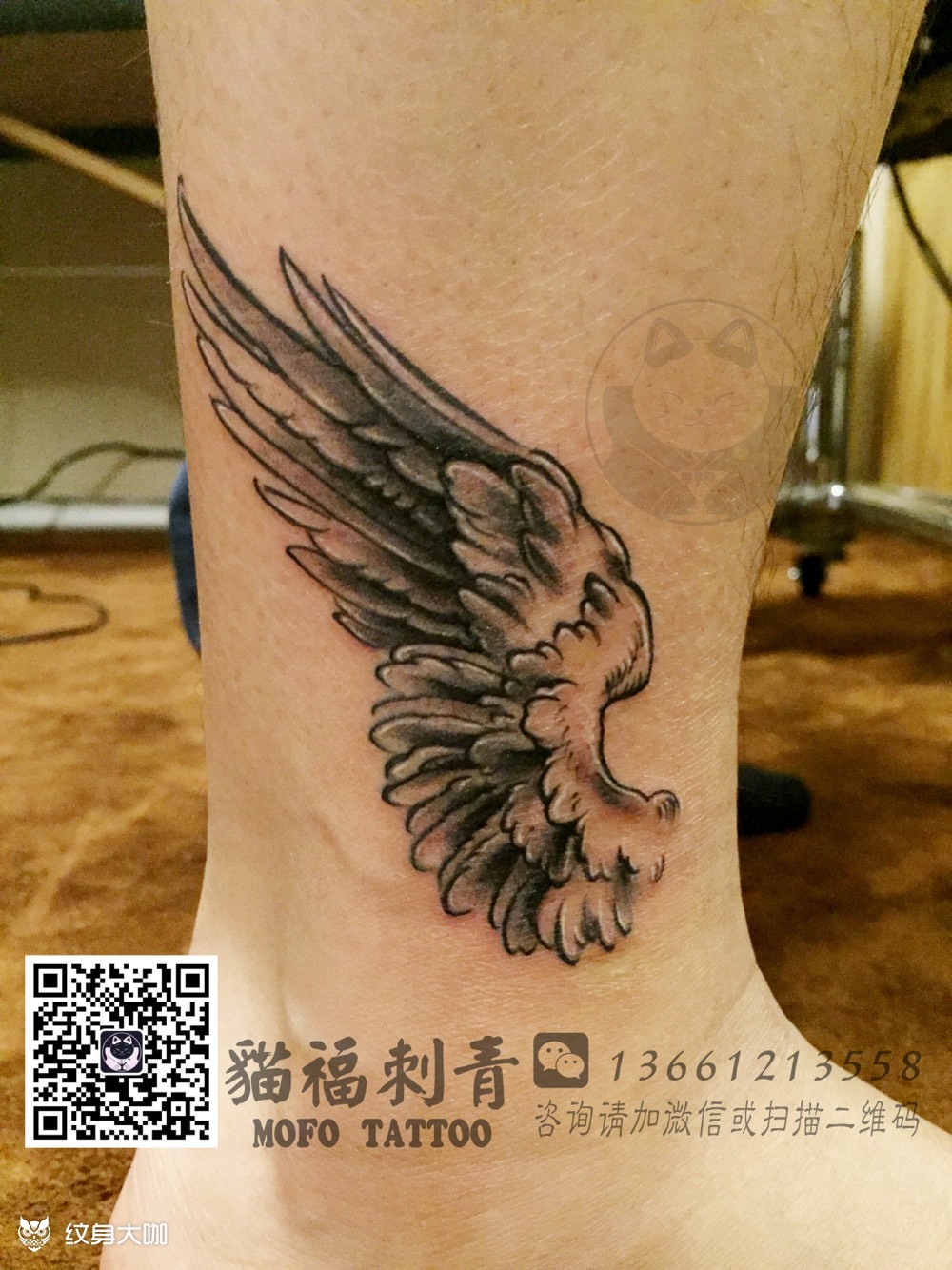 脚踝小翅膀_纹身图案手稿图片_心沐的纹身作品集