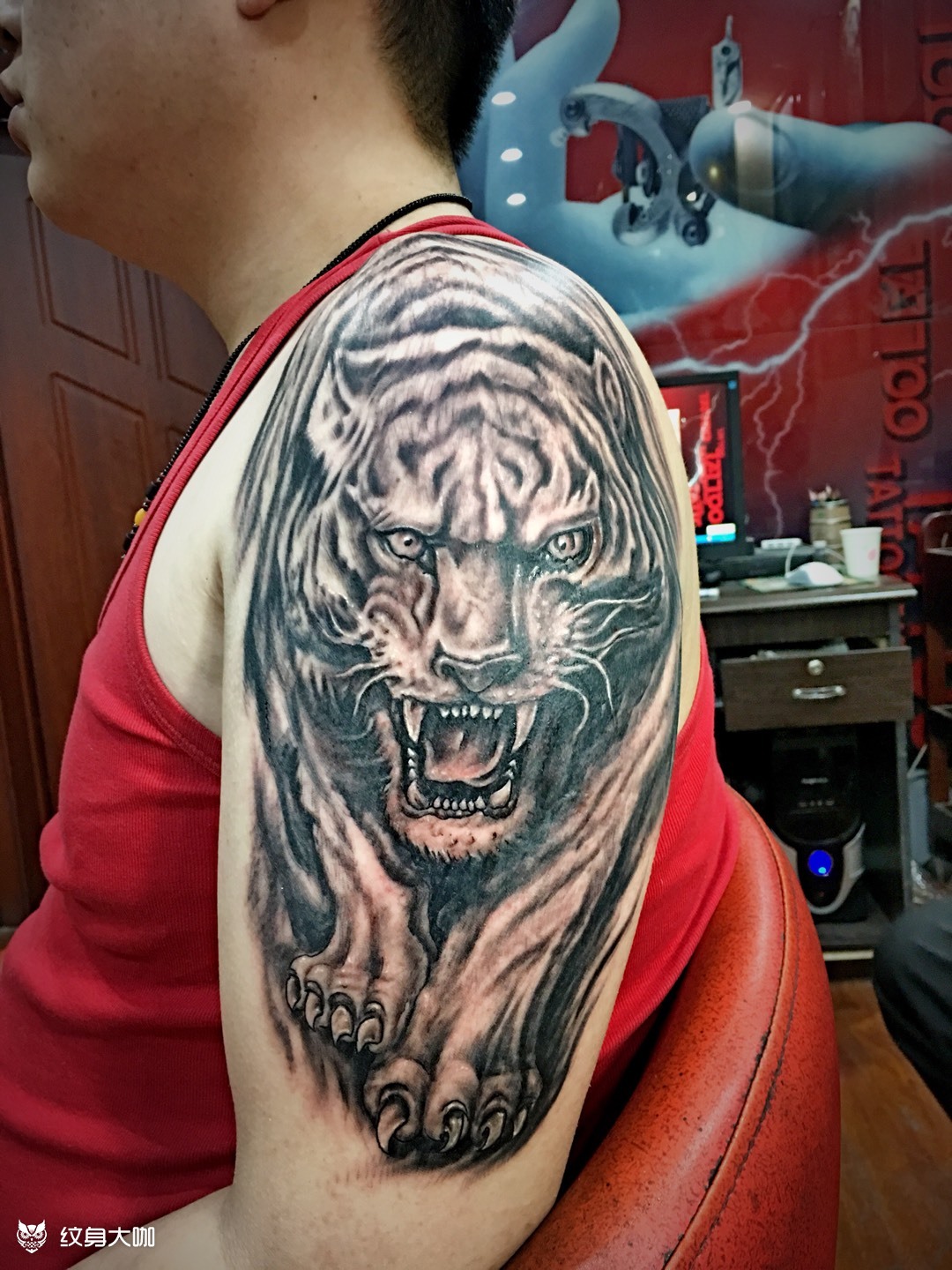 猛虎出山_纹身图案手稿图片_姚忠涛的纹身作品集