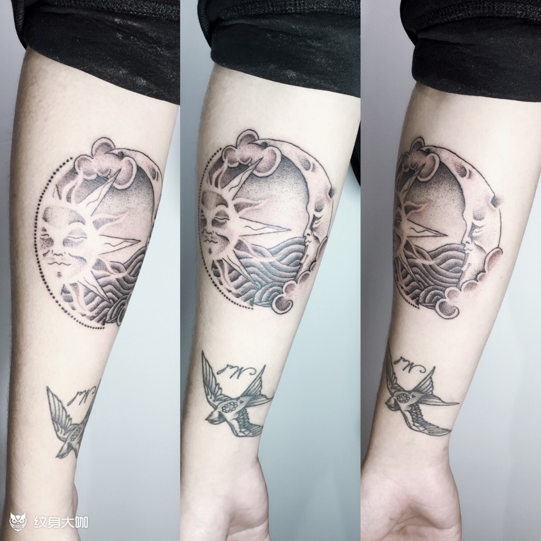 日月同辉_纹身图案手稿图片_蕊 #tatt7373的纹身作品集