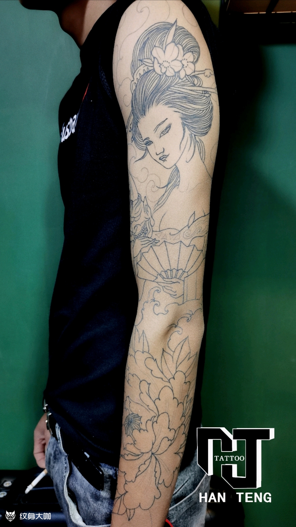 花臂线条_纹身图案手稿图片_孙奇的纹身作品集