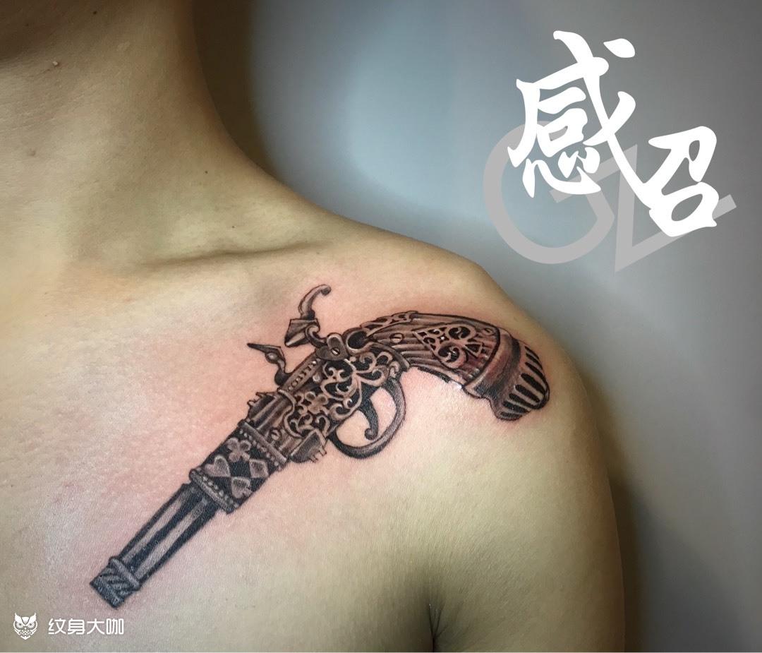 枪_纹身图案手稿图片_gz的纹身作品集