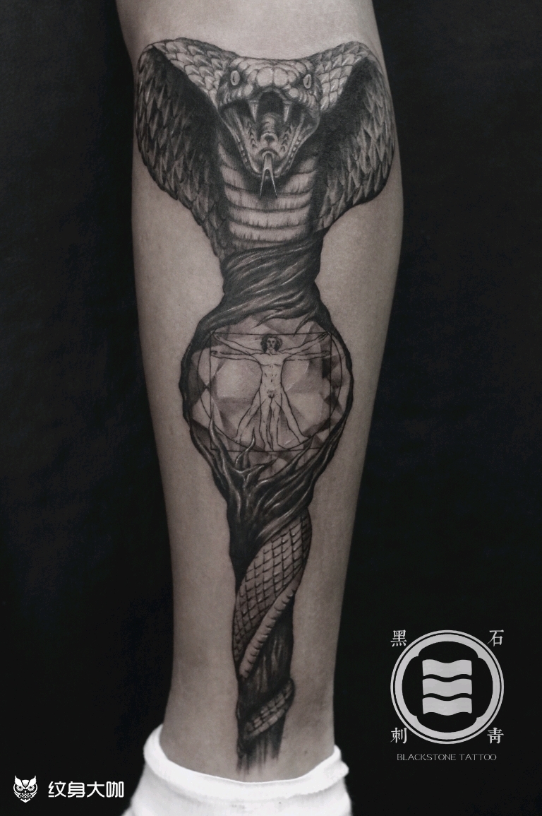 蛇杖_纹身图案手稿图片_程医生的纹身作品集