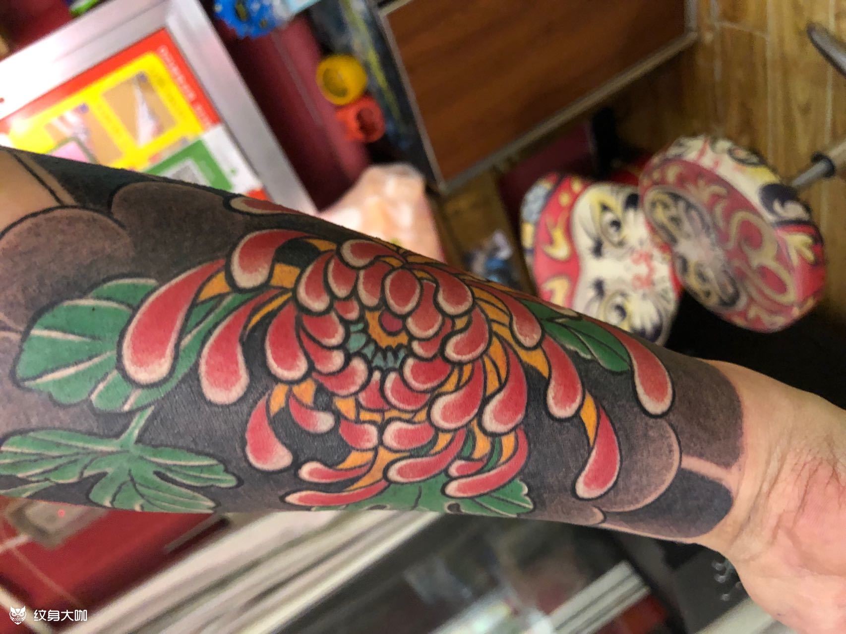 老传统菊花_纹身图案手稿图片_仙人掌的纹身作品集