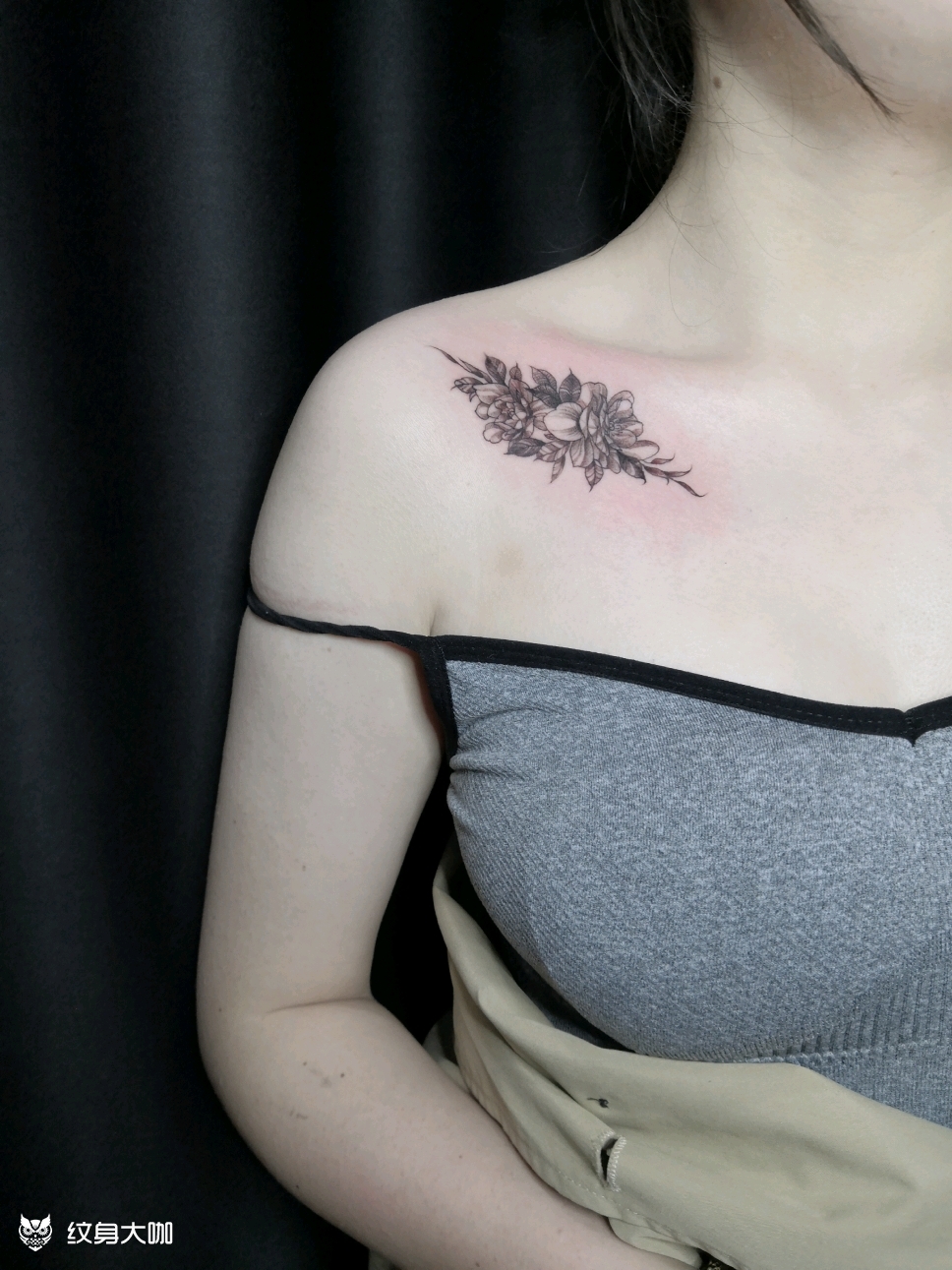 锁骨素花_纹身图案手稿图片_龙十三的纹身作品集