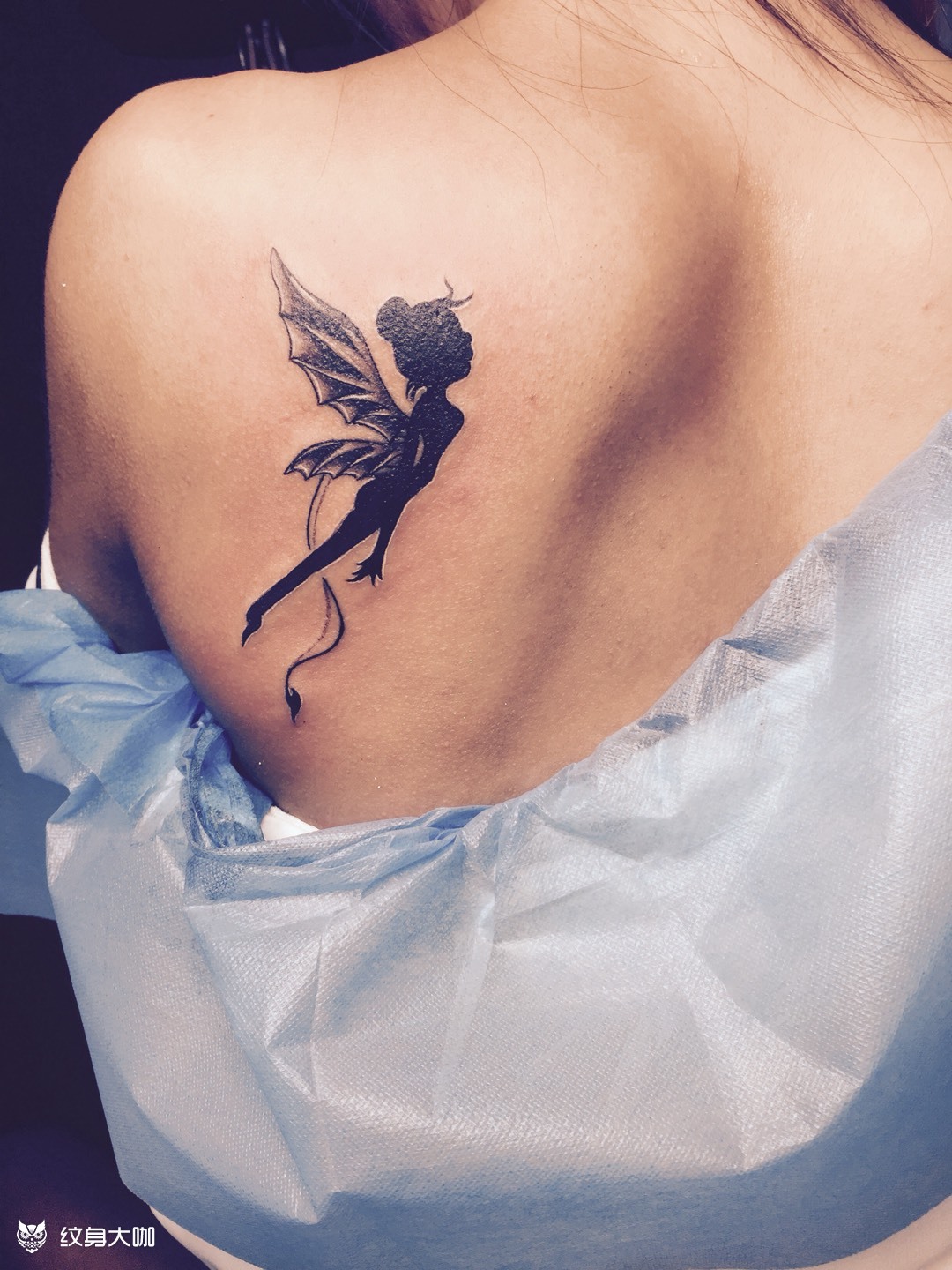 后肩天使,,_纹身图案手稿图片_阿霖的纹身作品集