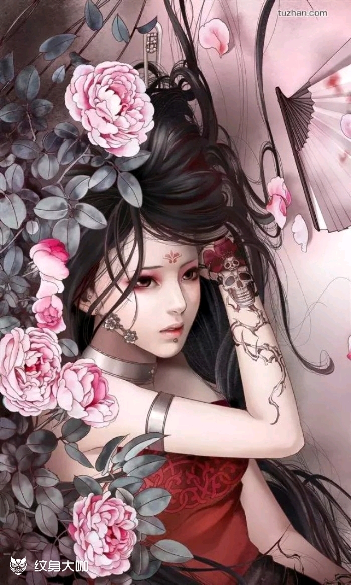 古风美女纹身手绘图分享