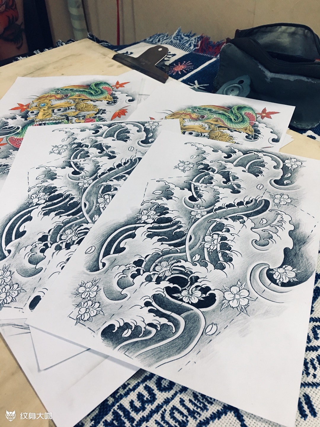 浪臂稿子_纹身图案手稿图片_余洪强的纹身作品集