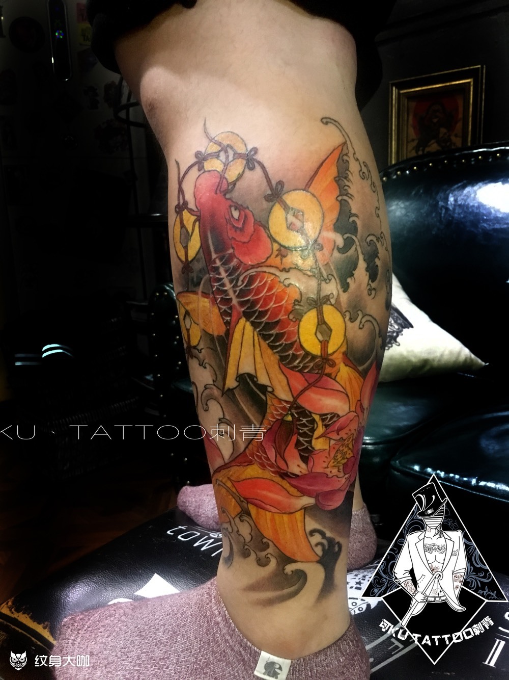 锦鲤_纹身图案手稿图片_胡永康的纹身作品集