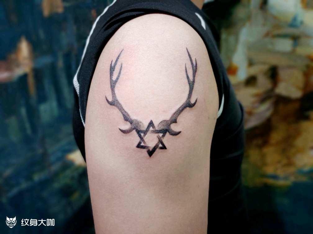 鹿角_纹身图案手稿图片_朋凯的纹身作品集