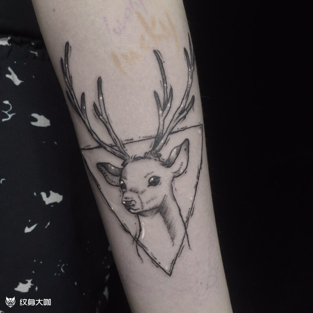 鹿_纹身图案手稿图片_26的纹身作品集