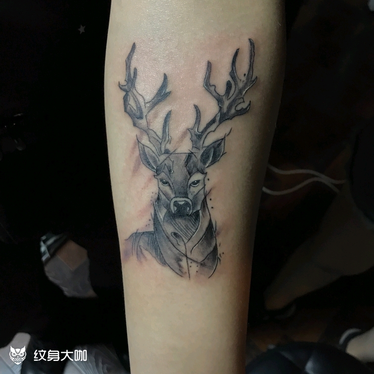 雄鹿_纹身图案手稿图片_星烁的纹身作品集