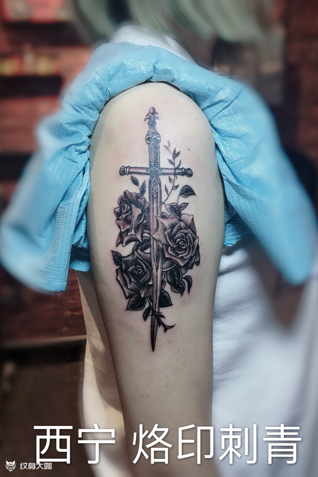 玫瑰剑_纹身图案手稿图片_舒昶的纹身作品集