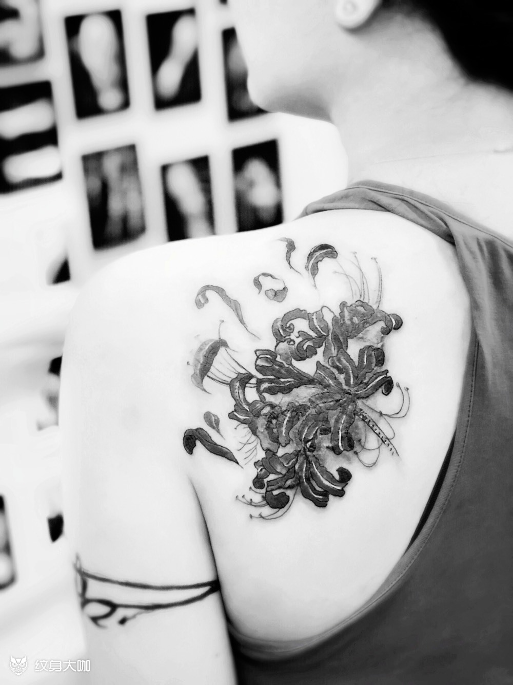 彼岸花旧图遮盖_纹身图案手稿图片_千代的纹身作品集