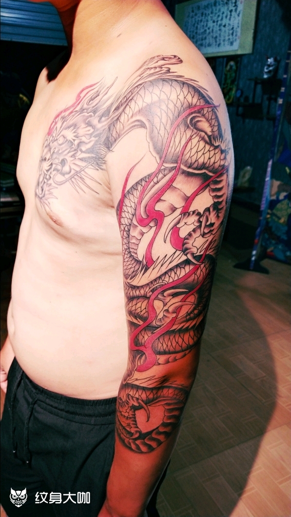 过肩龙_纹身图案手稿图片_李航的纹身作品集