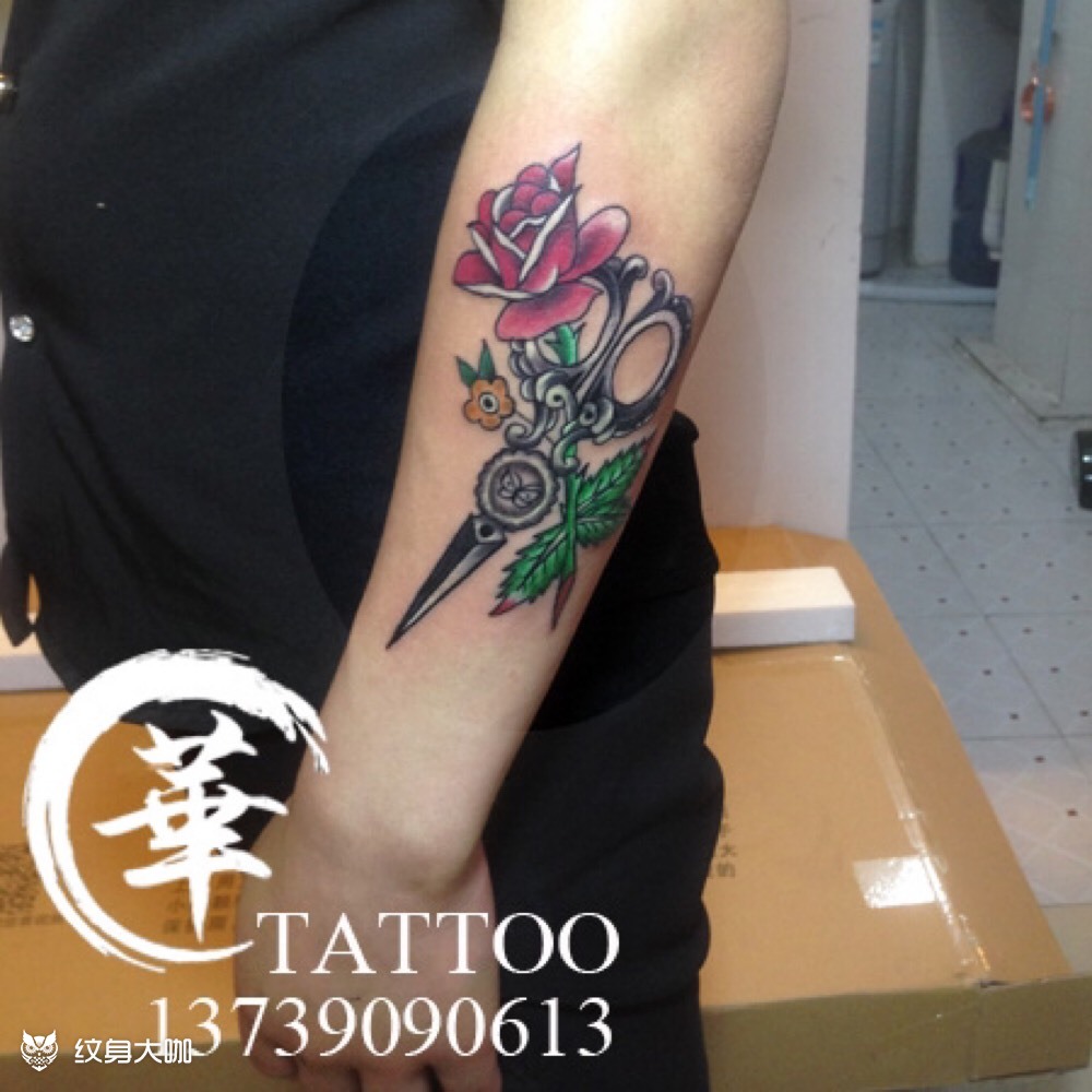 剪刀手_纹身图案手稿图片_华师傅的纹身作品集