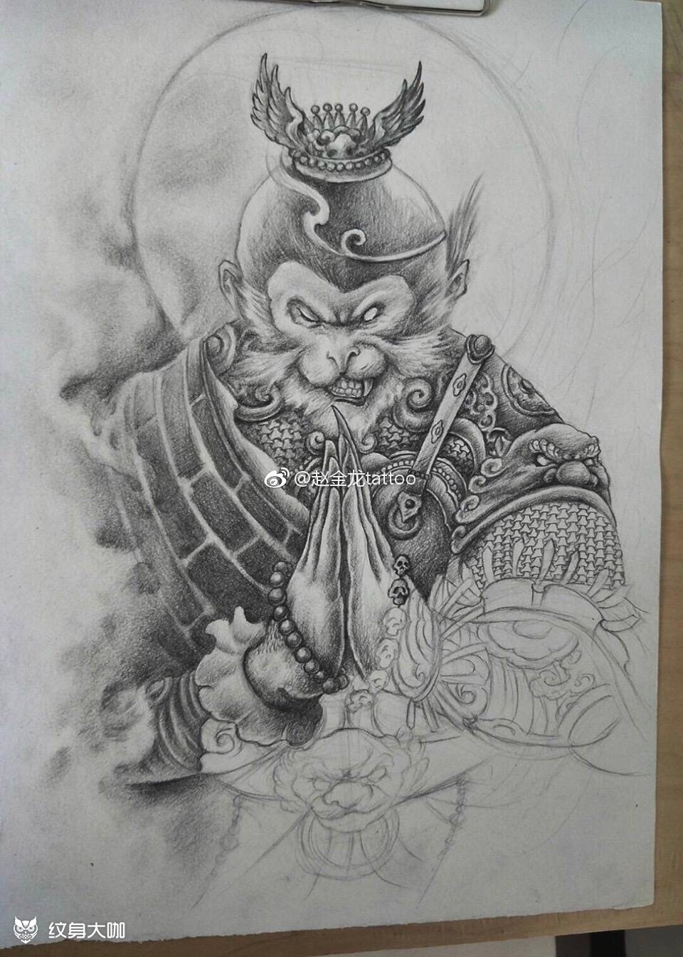 猴子_纹身图案手稿图片_赵金龙的纹身作品集