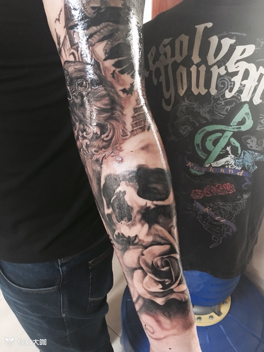 暗黑风格花臂_纹身图案手稿图片_蓝的纹身作品集