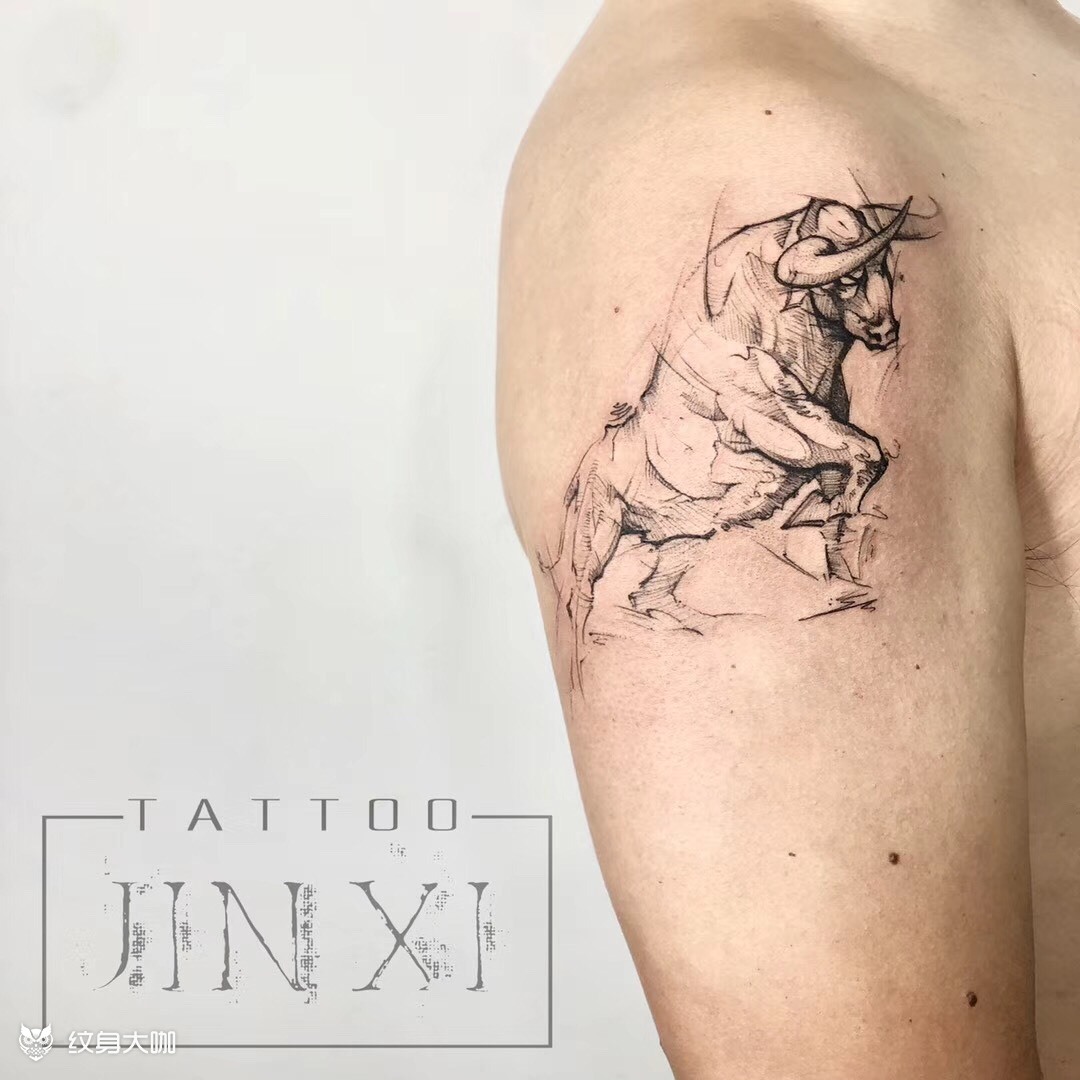 牛_纹身图案手稿图片_于光宇的纹身作品集