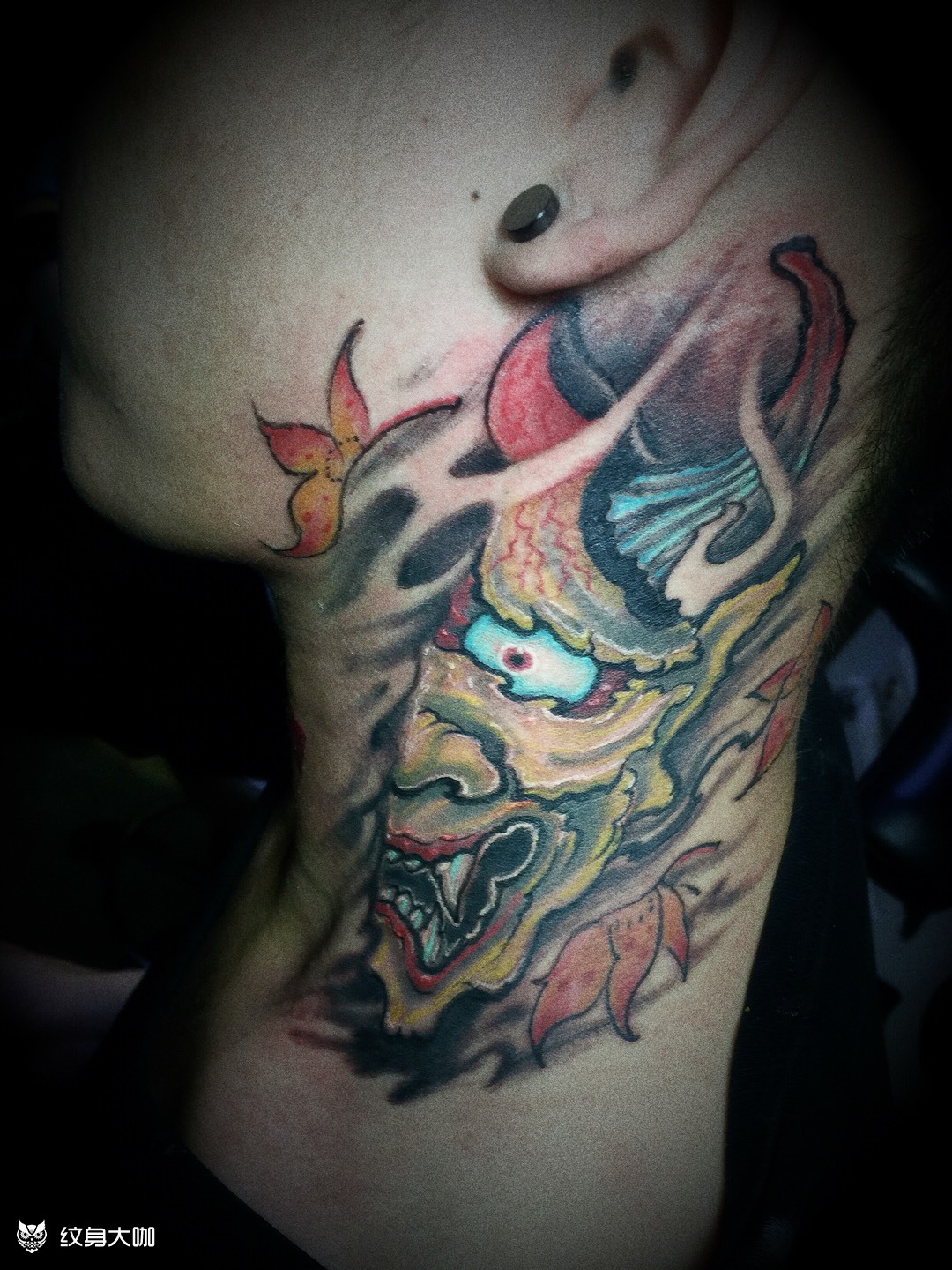 半脸 般若_纹身图案手稿图片_龙龙的纹身作品集