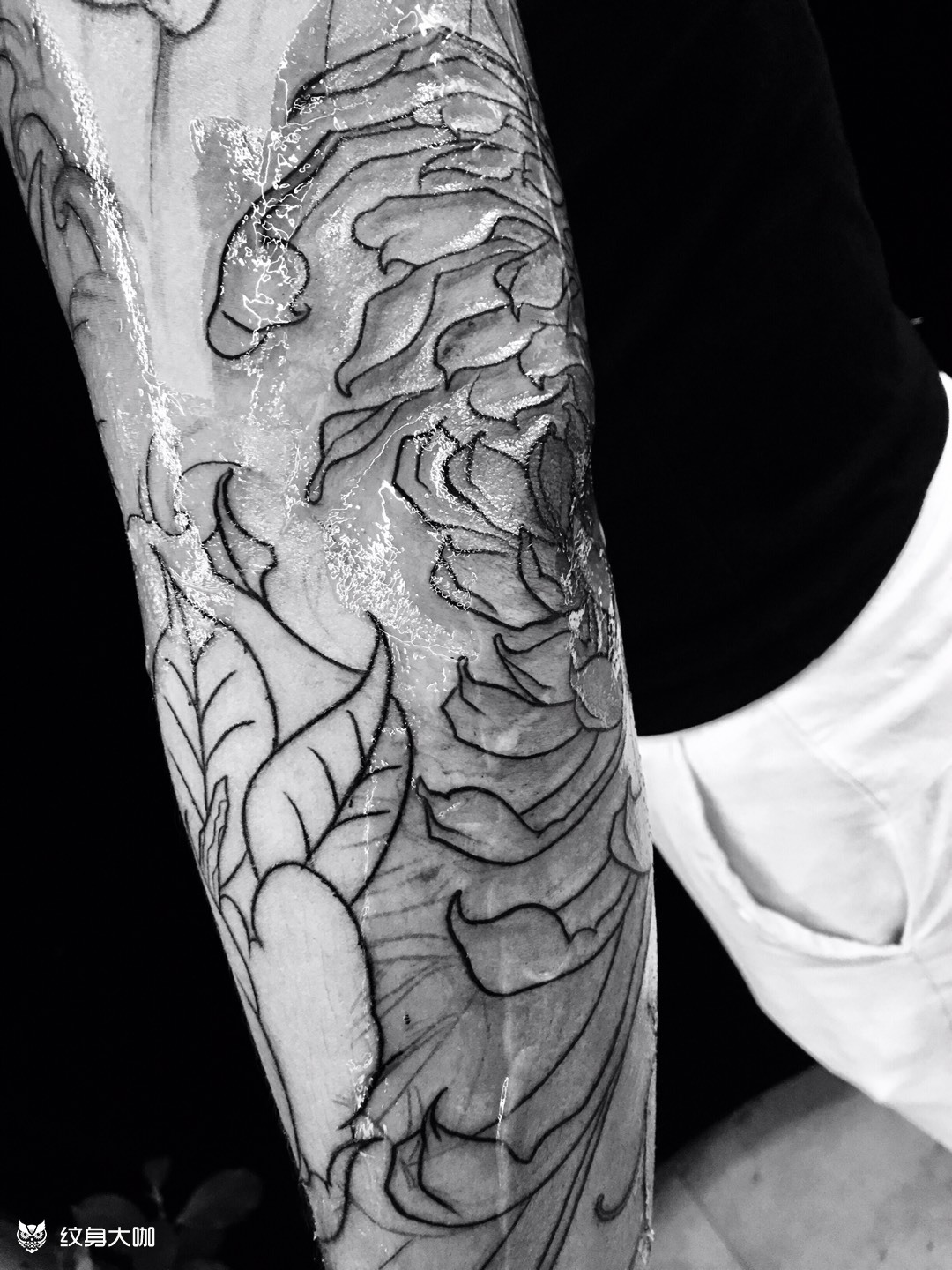 花臂进展(线条)_纹身图案手稿图片_@九宗的纹身作品集