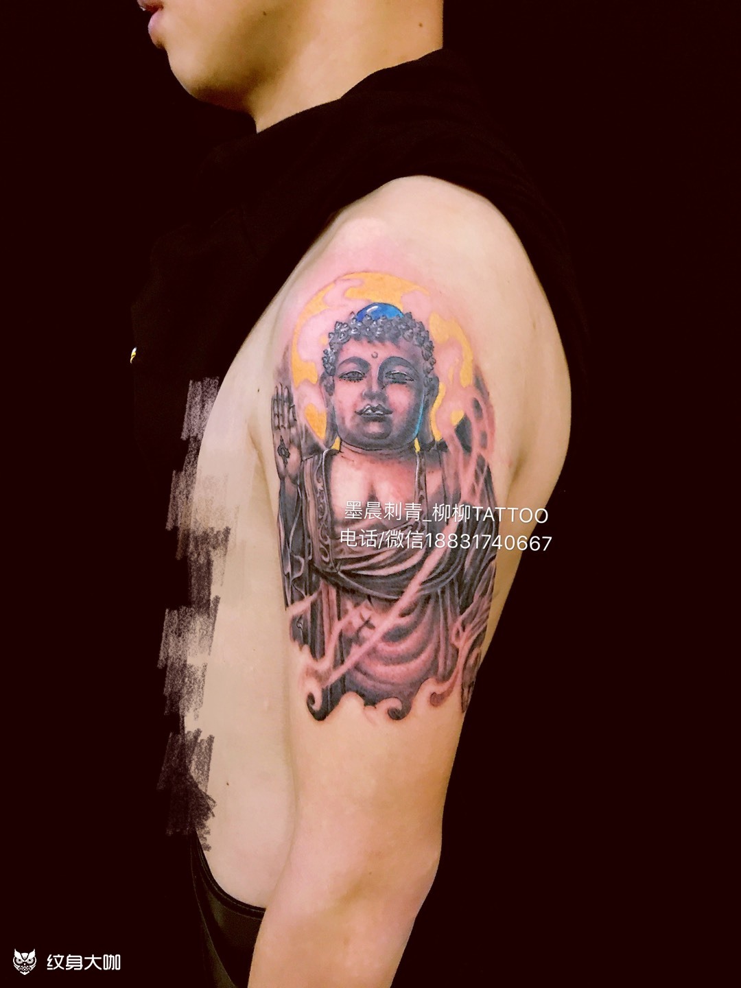 阿弥陀佛_纹身图案手稿图片_柳柳的纹身作品集