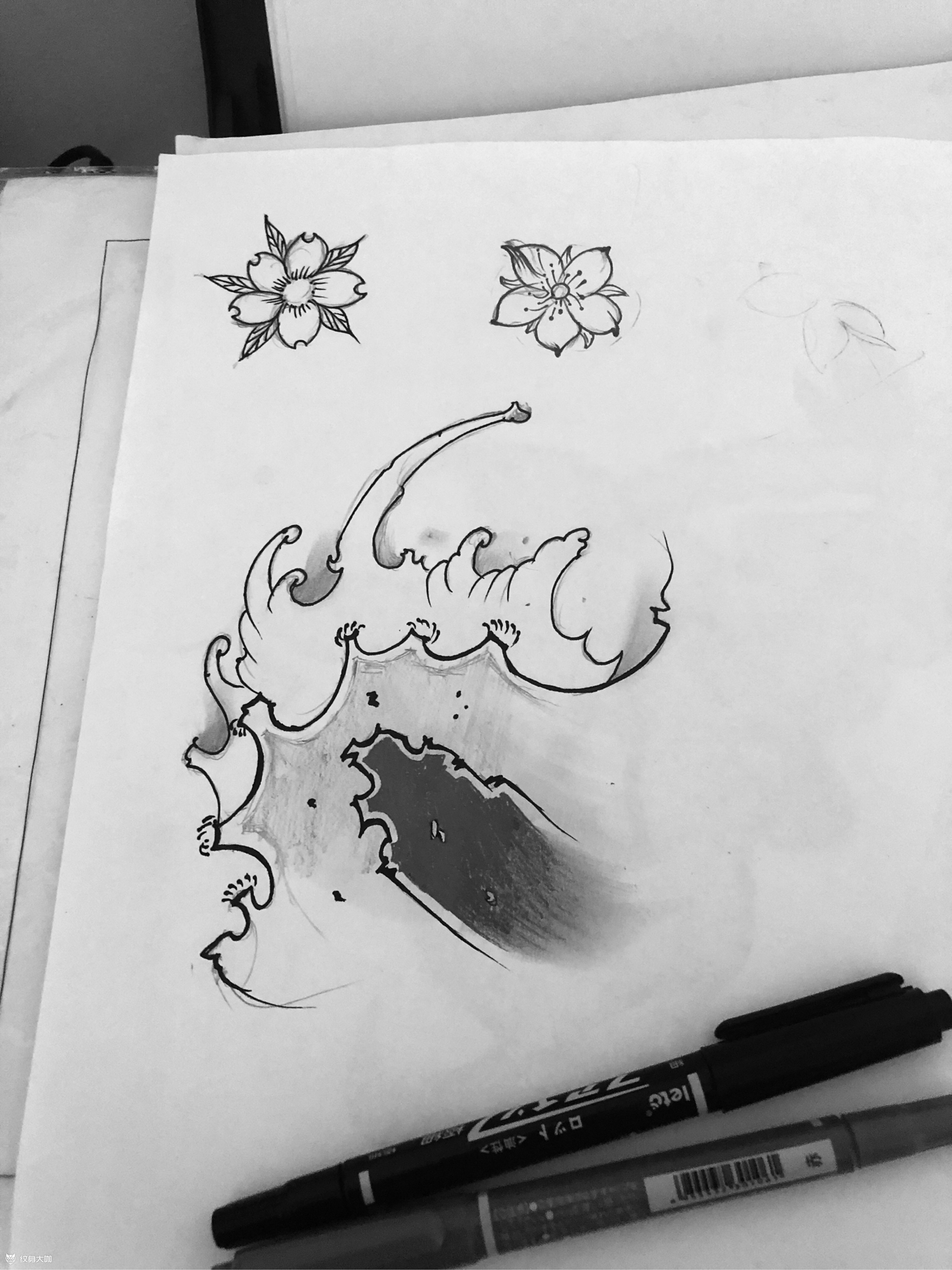 小浪花_纹身图案手稿图片_刘果7478的纹身作品集