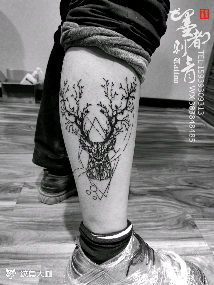 几何鹿角_纹身图案手稿图片_墨者tattoo的纹身作品集